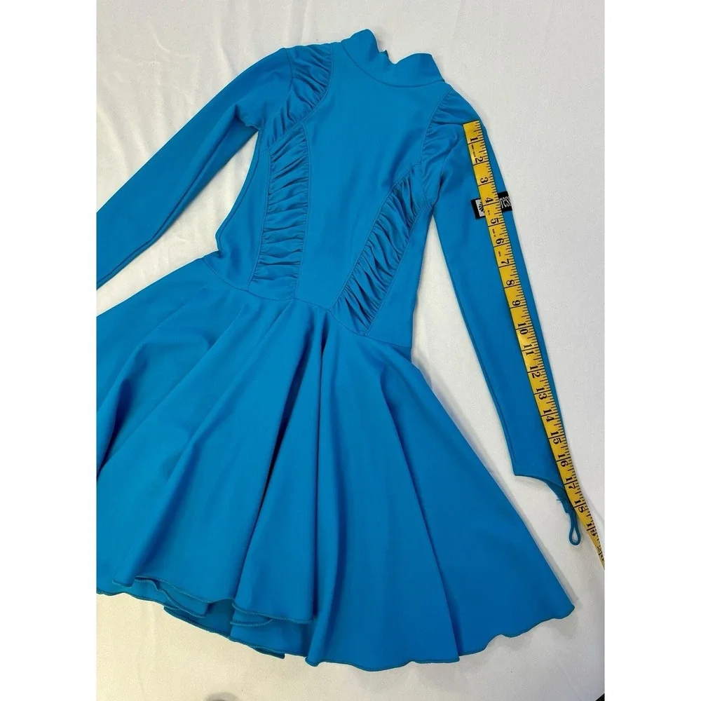 Ballroom Latin Dance Competition Dress for Pre-Teen girls Blue Size 8-10